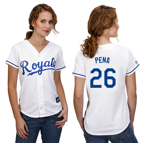 Francisco Pena #26 mlb Jersey-Kansas City Royals Women's Authentic Home White Cool Base Baseball Jersey